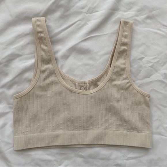 pacsun la hearts henley crop tank top - off white/tan - size XS - like new - Picture 2 of 3